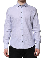 Chemise habillée en coton rayée blanche et bleue de Dolce &amp; Gabbana