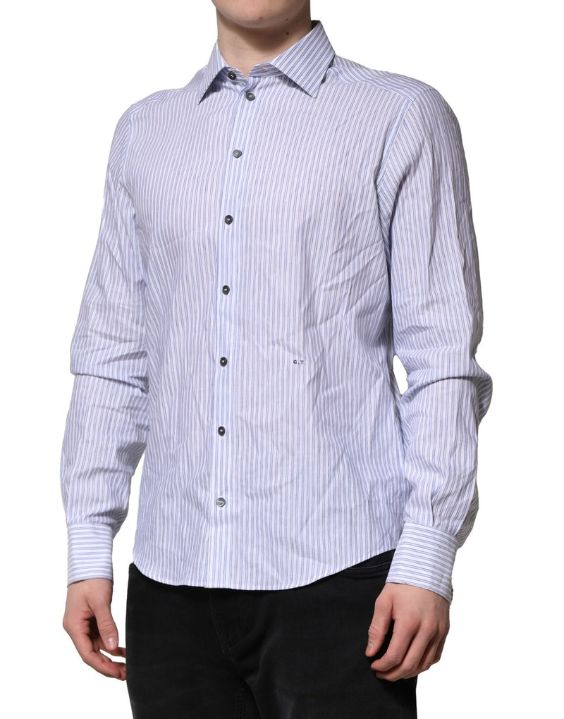 Chemise habillée en coton rayée blanche et bleue de Dolce &amp; Gabbana