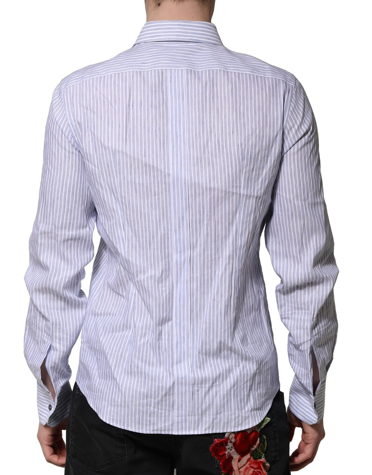 Chemise habillée en coton rayée blanche et bleue de Dolce &amp; Gabbana