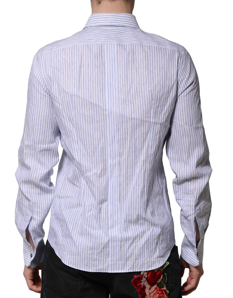Chemise habillée en coton rayée blanche et bleue de Dolce &amp; Gabbana