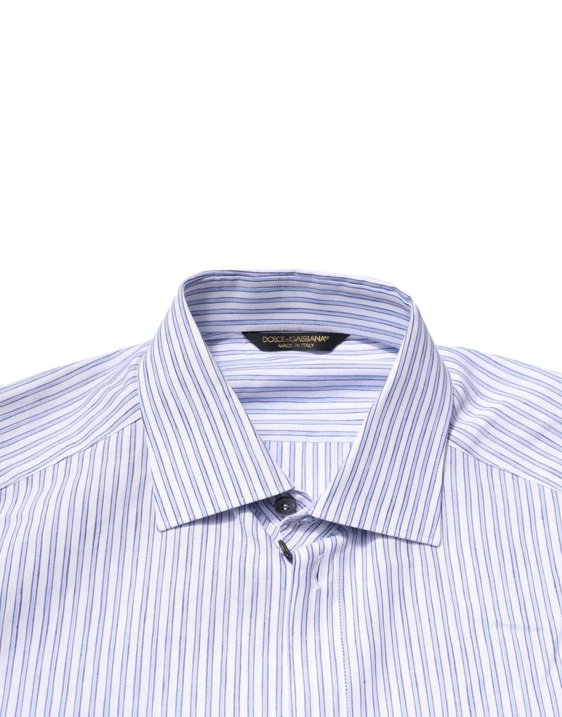Chemise habillée en coton rayée blanche et bleue de Dolce &amp; Gabbana