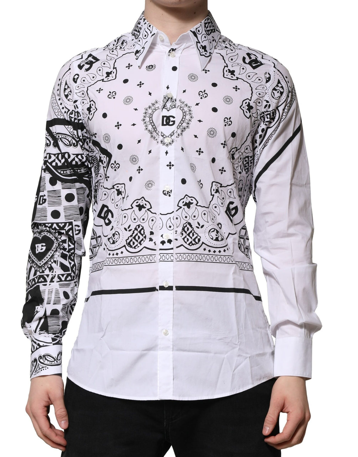 Chemise habillée blanche à imprimé bandana MARTINI de Dolce &amp; Gabbana