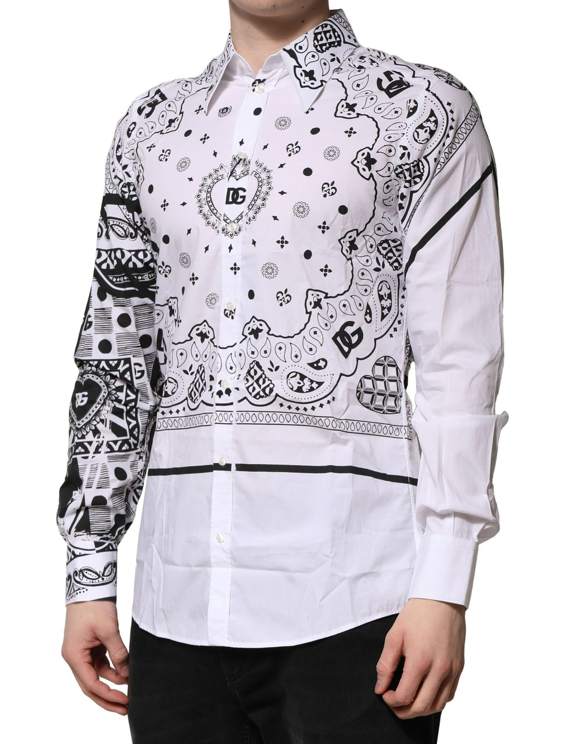 Chemise habillée blanche à imprimé bandana MARTINI de Dolce &amp; Gabbana