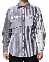 Chemise décontractée pour homme en coton rayé blanc et gris de Dolce &amp; Gabbana