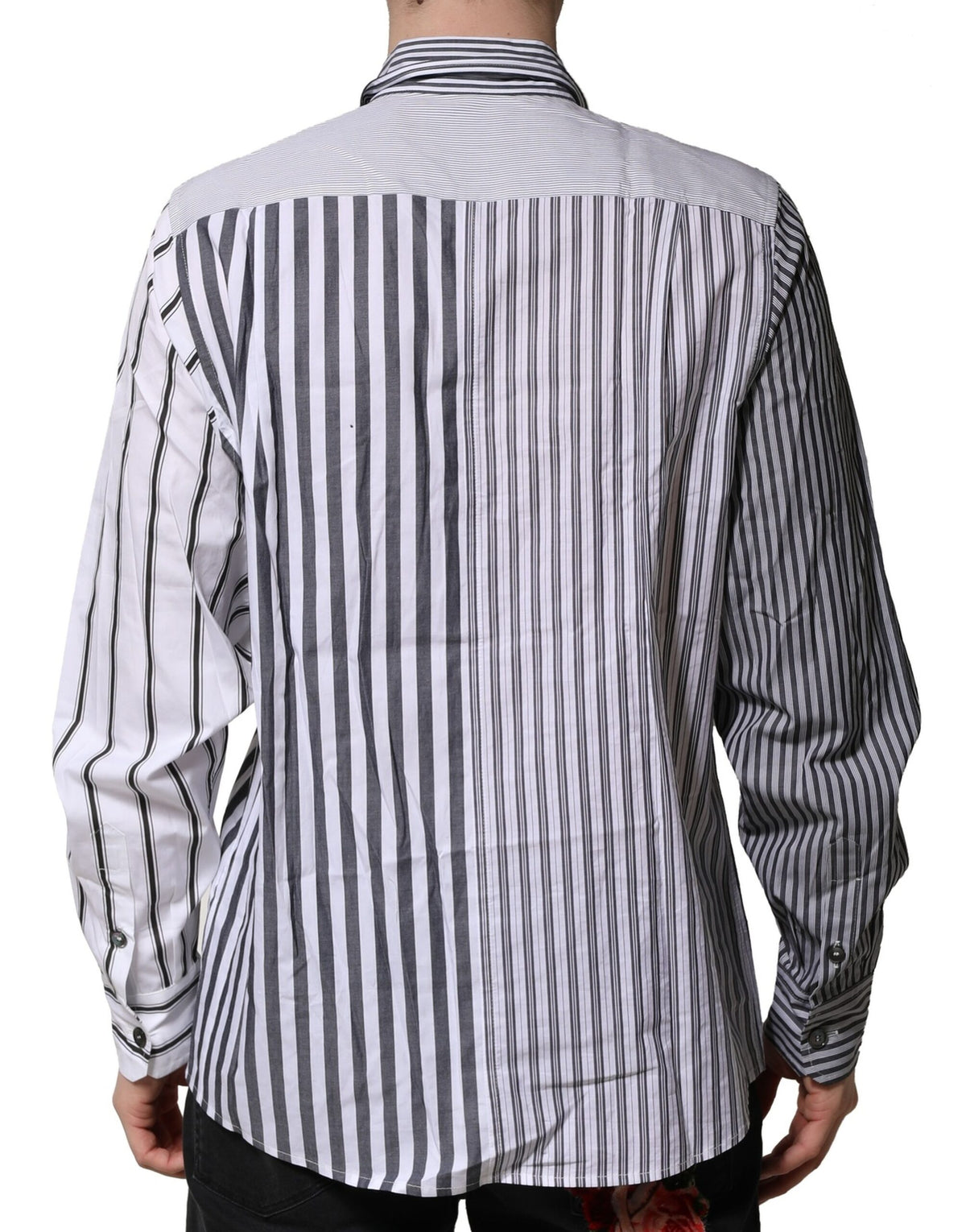 Chemise décontractée pour homme en coton rayé blanc et gris de Dolce &amp; Gabbana