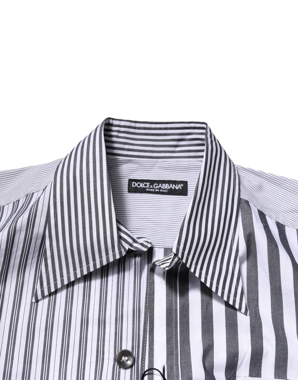 Chemise décontractée pour homme en coton rayé blanc et gris de Dolce &amp; Gabbana