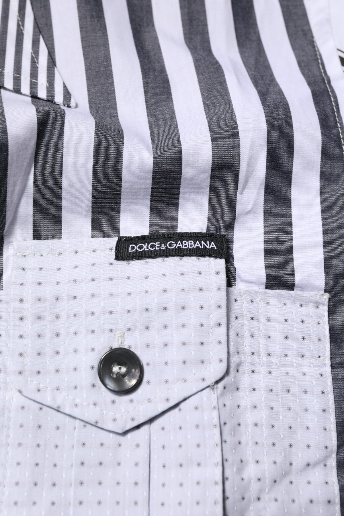 Chemise décontractée pour homme en coton rayé blanc et gris de Dolce &amp; Gabbana