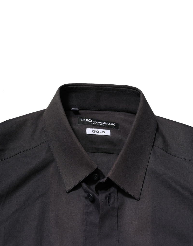Dolce & Gabbana Blue Cotton GOLD Long Sleeves Formal Shirt