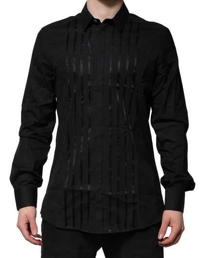 Dolce & Gabbana Black Cotton GOLD Mens Dress Formal Shirt
