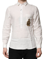Chemise habillée blanche Dolce &amp; Gabbana, ornée de la couronne DG.