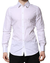 Chemise habillée à manches longues en coton blanc doré de Dolce &amp; Gabbana