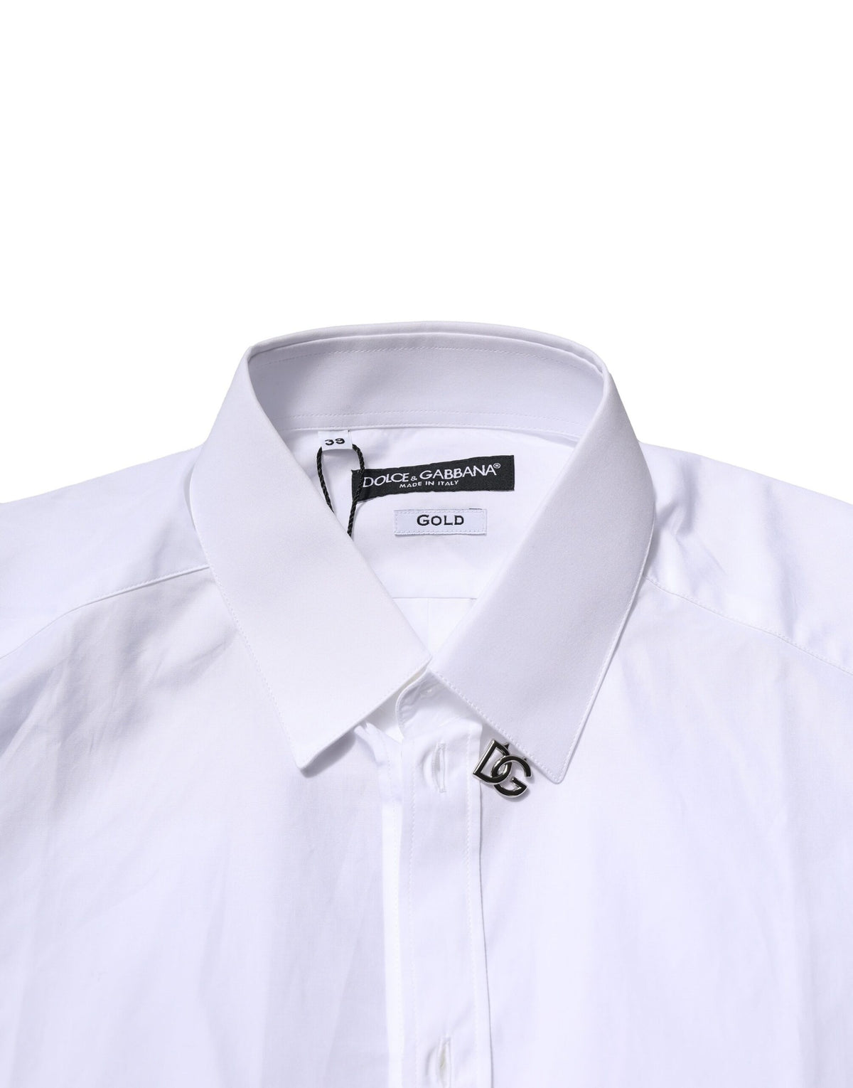 Chemise habillée à manches longues en coton blanc doré de Dolce &amp; Gabbana