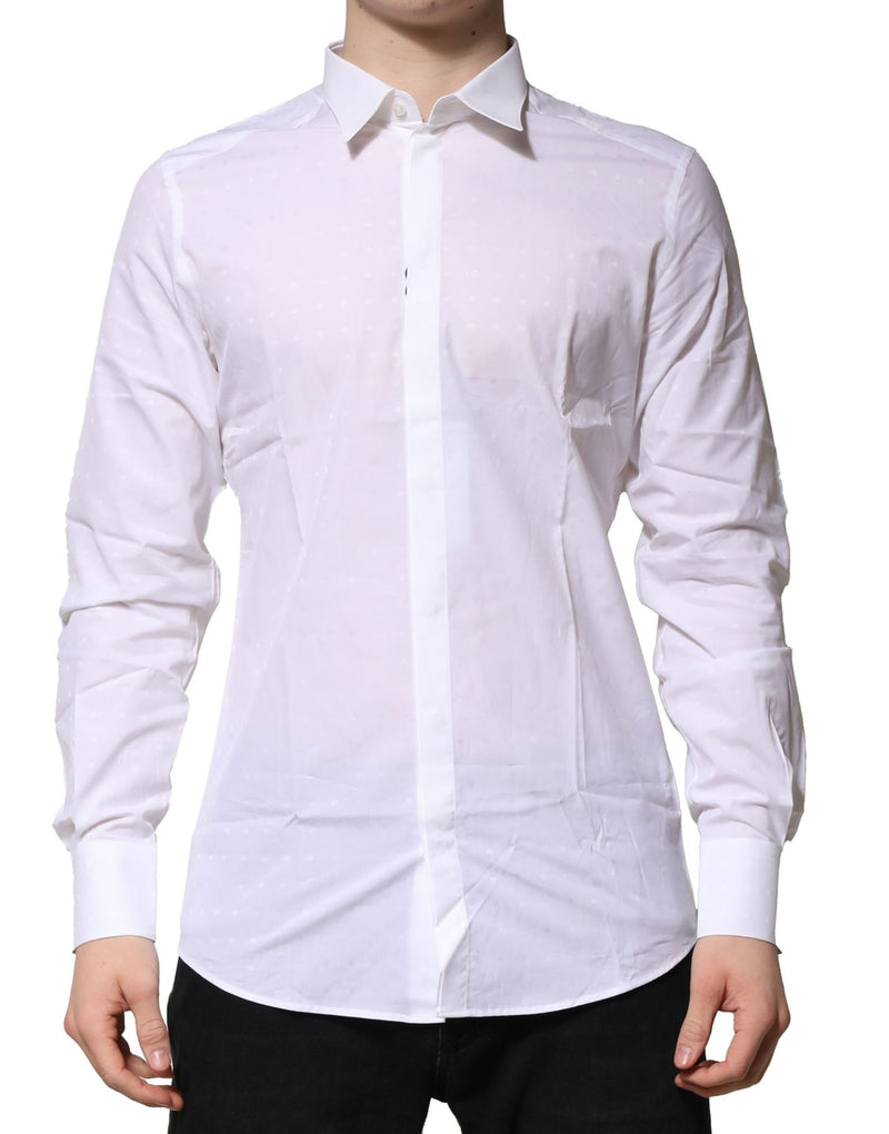 Chemise habillée à manches longues en coton blanc doré de Dolce &amp; Gabbana