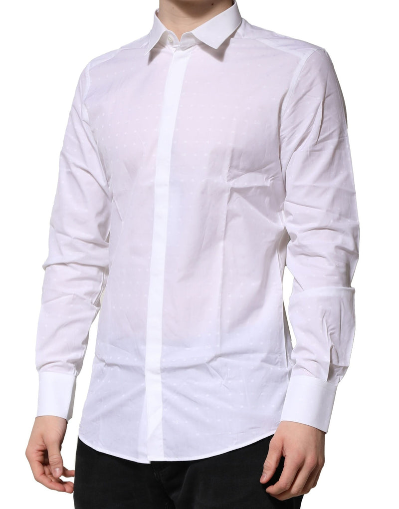 Chemise habillée à manches longues en coton blanc doré de Dolce &amp; Gabbana