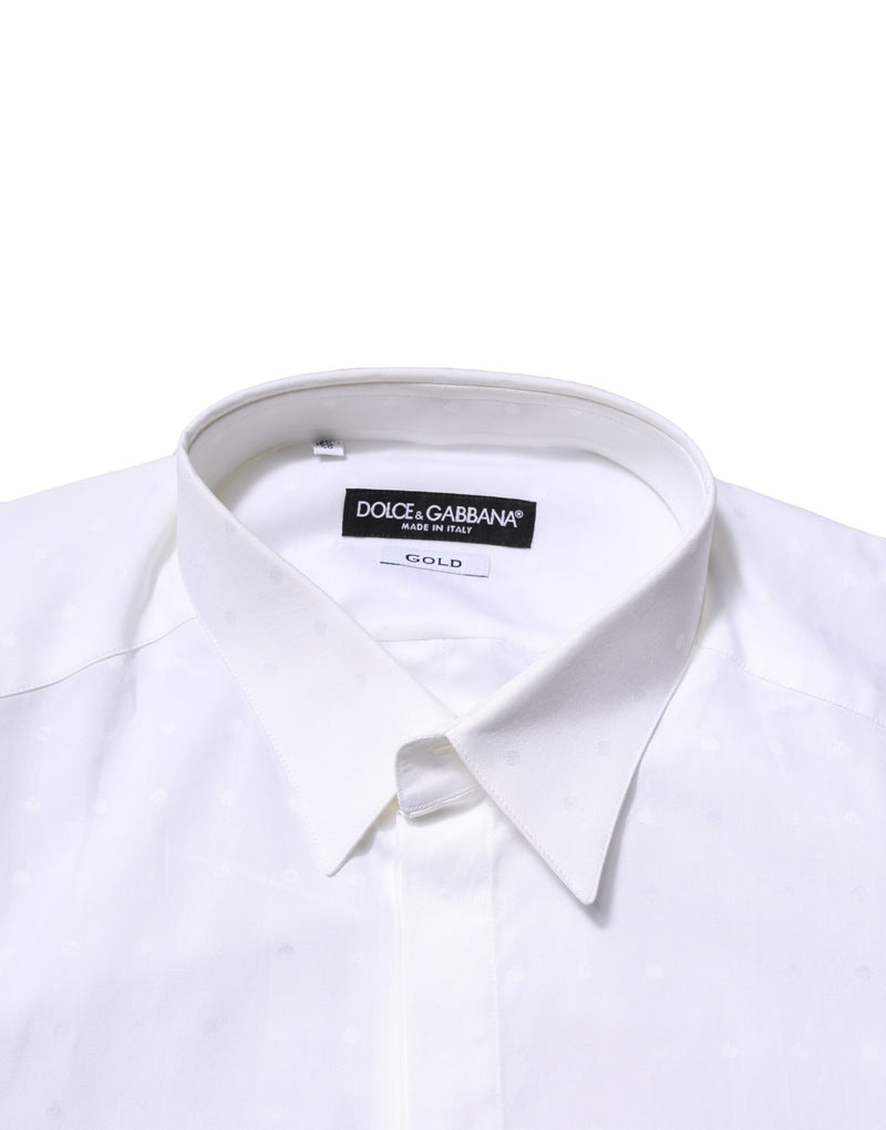Chemise habillée à manches longues en coton blanc doré de Dolce &amp; Gabbana