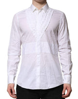 Chemise habillée blanche en coton à volants de Dolce &amp; Gabbana