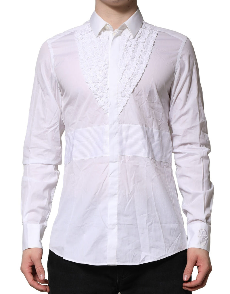 Chemise habillée blanche en coton à volants de Dolce &amp; Gabbana