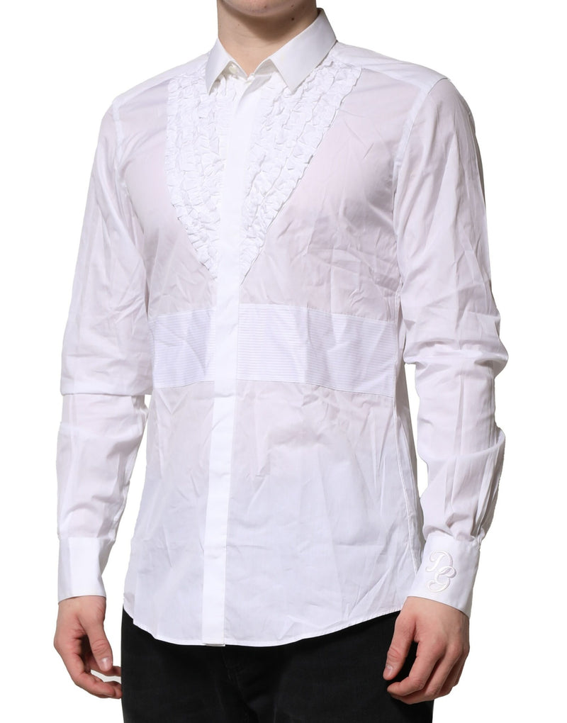 Chemise habillée blanche en coton à volants de Dolce &amp; Gabbana