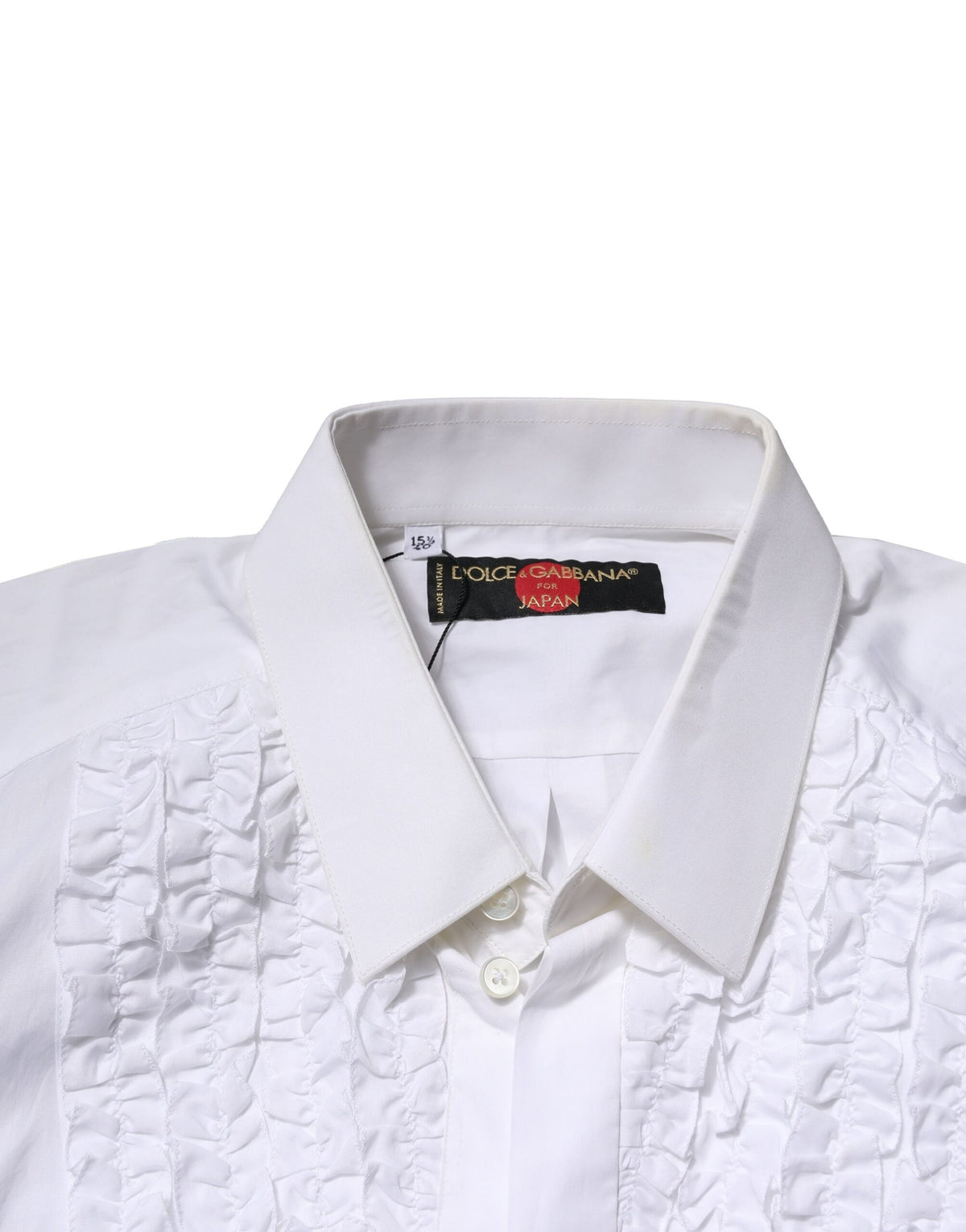 Chemise habillée blanche en coton à volants de Dolce &amp; Gabbana