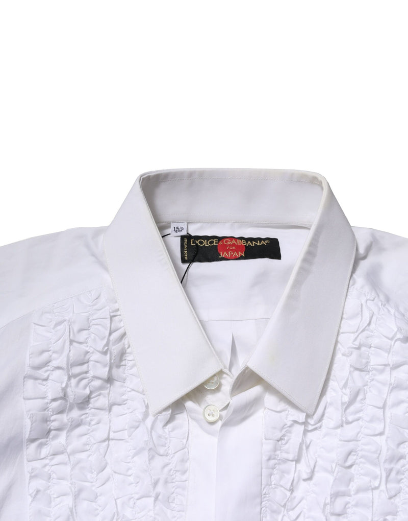 Chemise habillée blanche en coton à volants de Dolce &amp; Gabbana