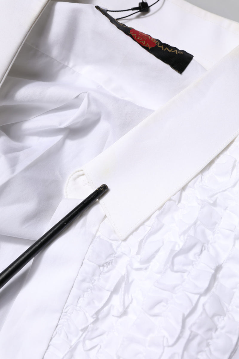 Chemise habillée blanche en coton à volants de Dolce &amp; Gabbana