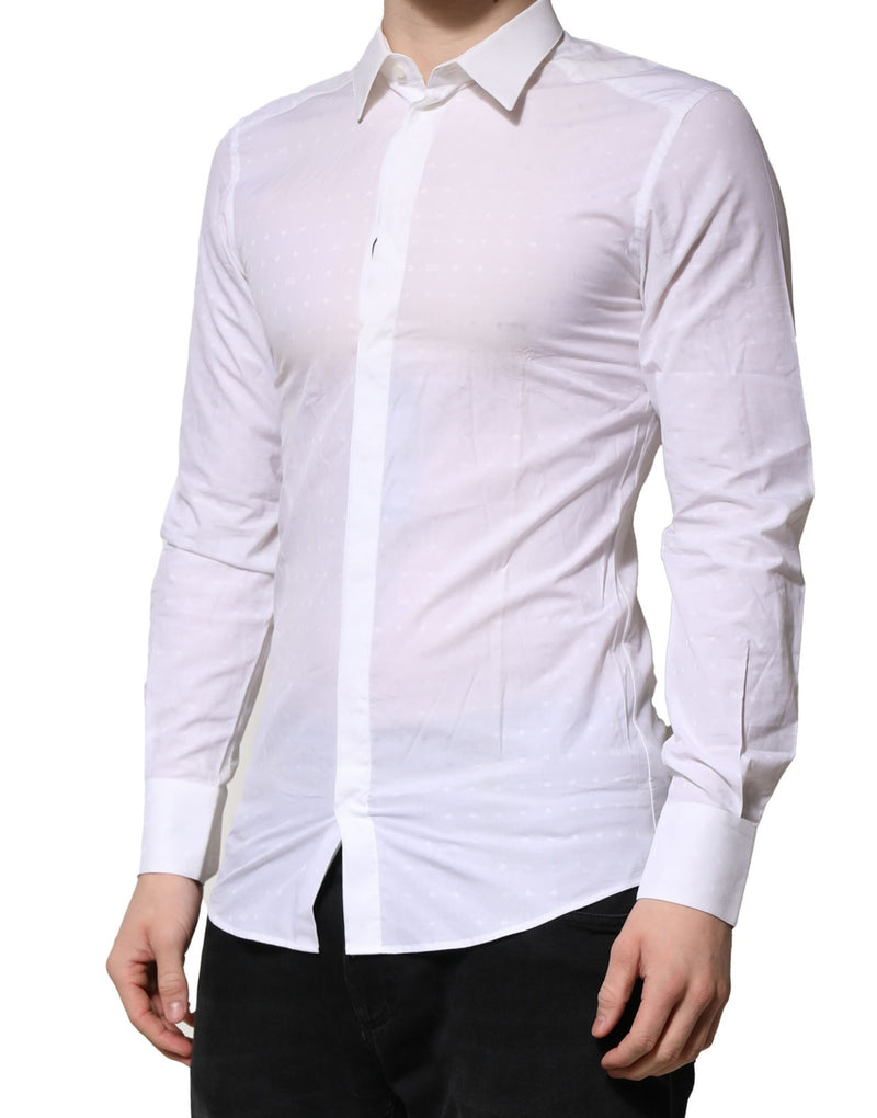 Dolce & Gabbana White GOLD Long Sleeves Dress Men Formal Shirt