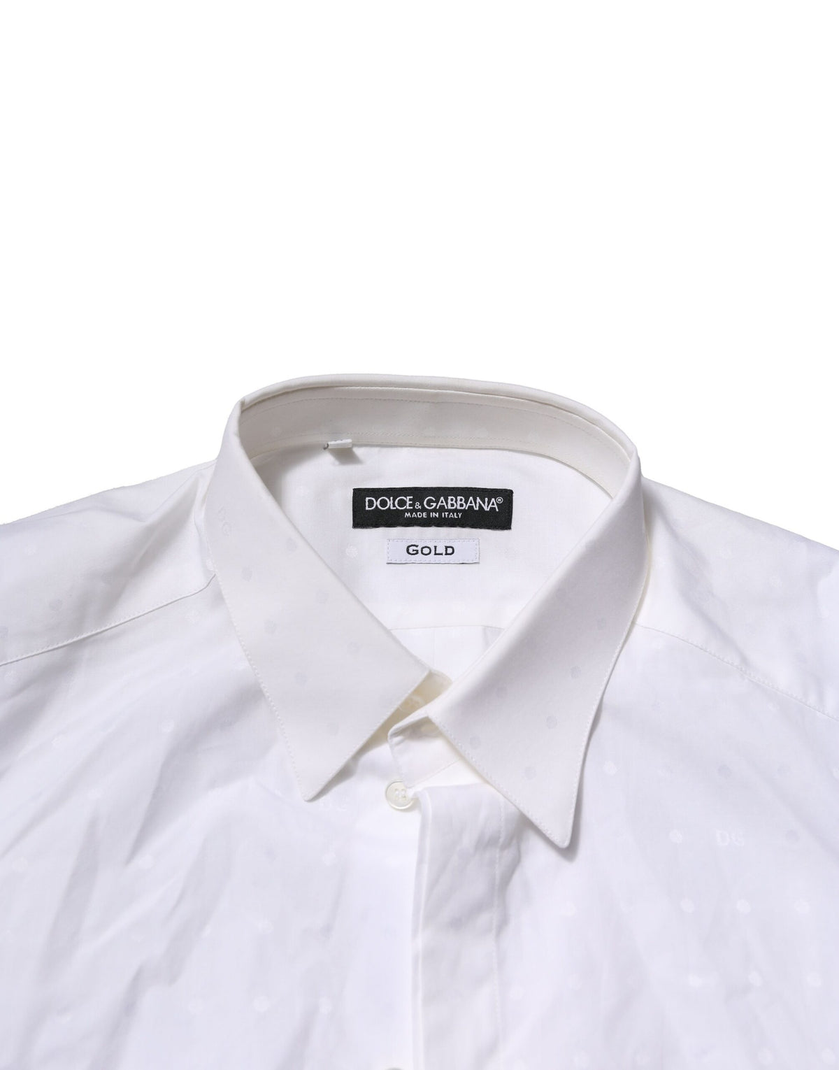 Chemise habillée à manches longues pour homme, blanche et dorée, Dolce &amp; Gabbana.