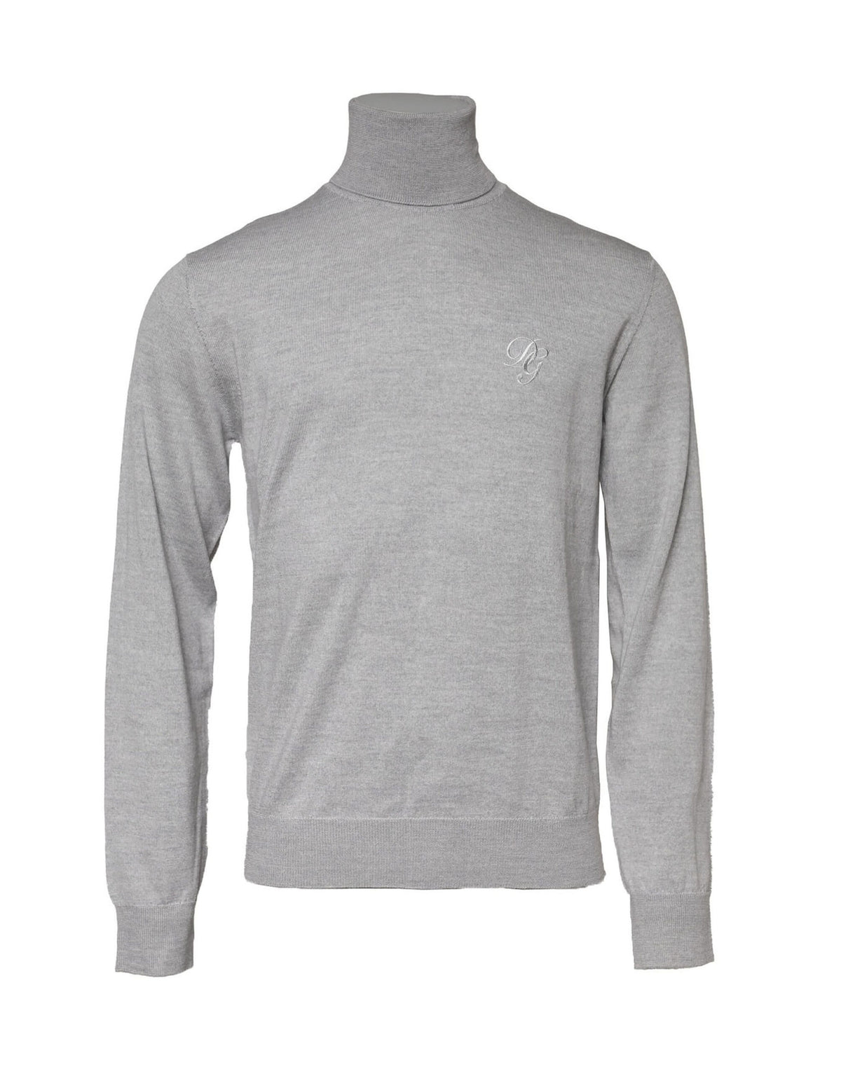 Pull en laine à col montant à manches longues gris de Dolce &amp; Gabbana