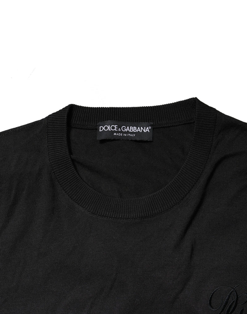 Pull en coton noir avec logo DG pour homme de Dolce &amp; Gabbana