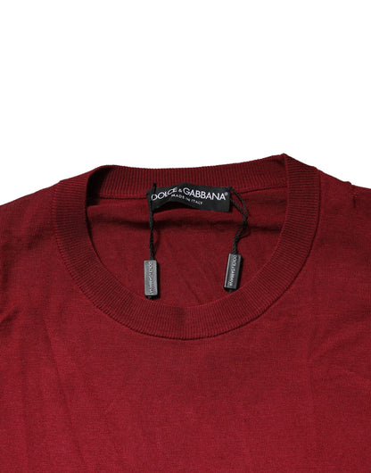 Dolce & Gabbana Maroon Cashmere Crew Neck Sweatshirt Sweater