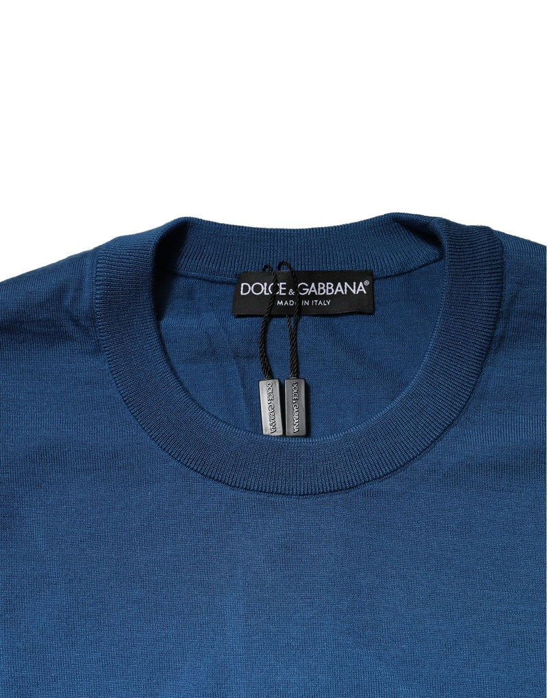 Pull en cachemire bleu à col rond Dolce &amp; Gabbana