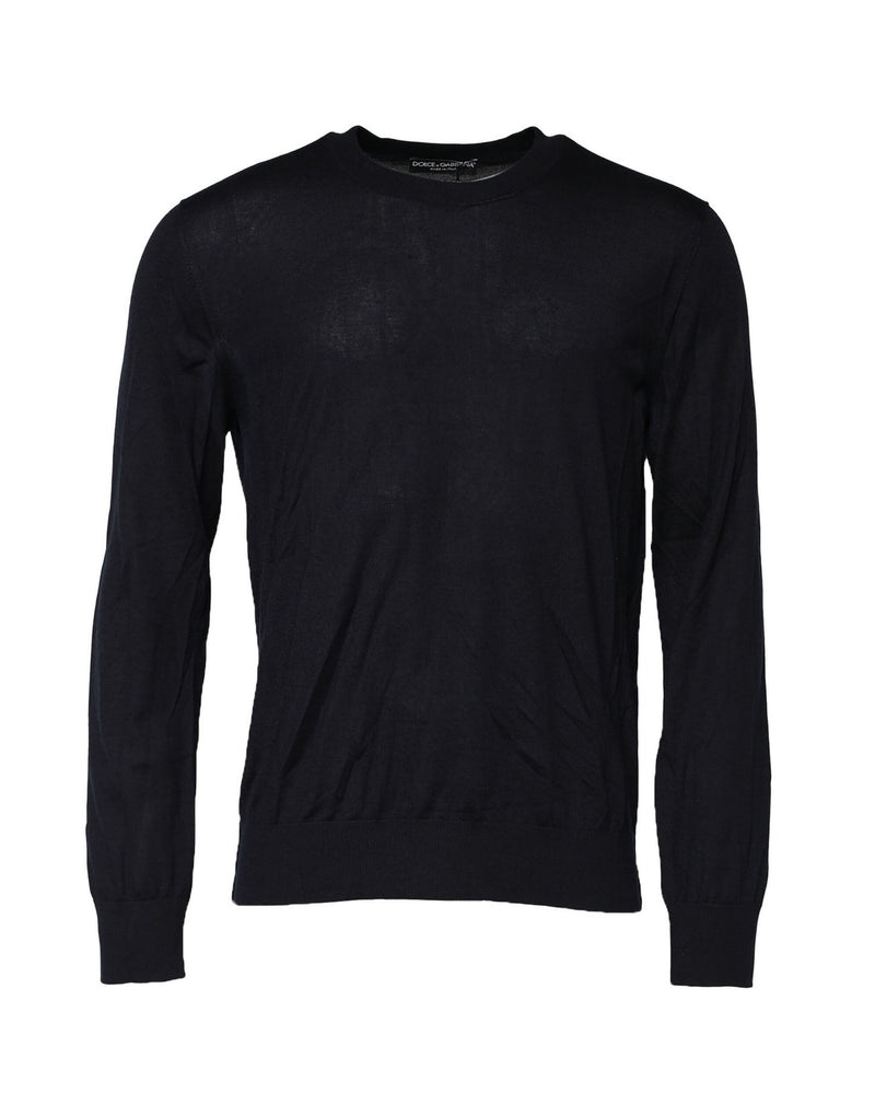 Pull en tricot à manches longues et col rond noir de Dolce &amp; Gabbana