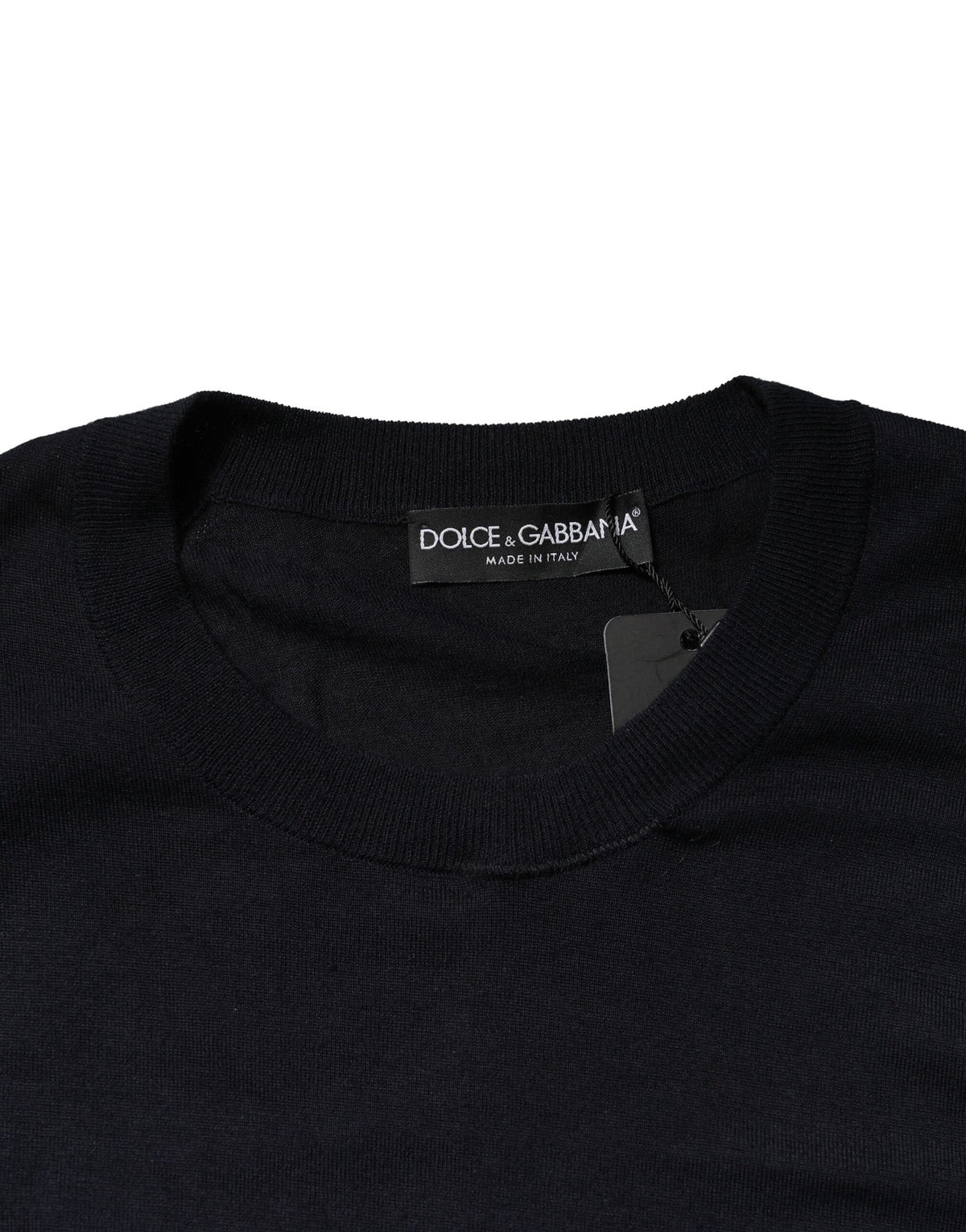 Pull en tricot à manches longues et col rond noir de Dolce &amp; Gabbana