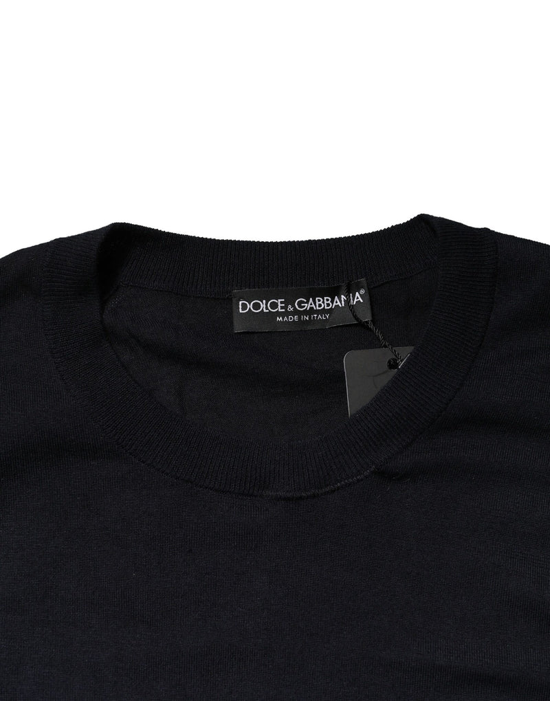 Pull en tricot à manches longues et col rond noir de Dolce &amp; Gabbana
