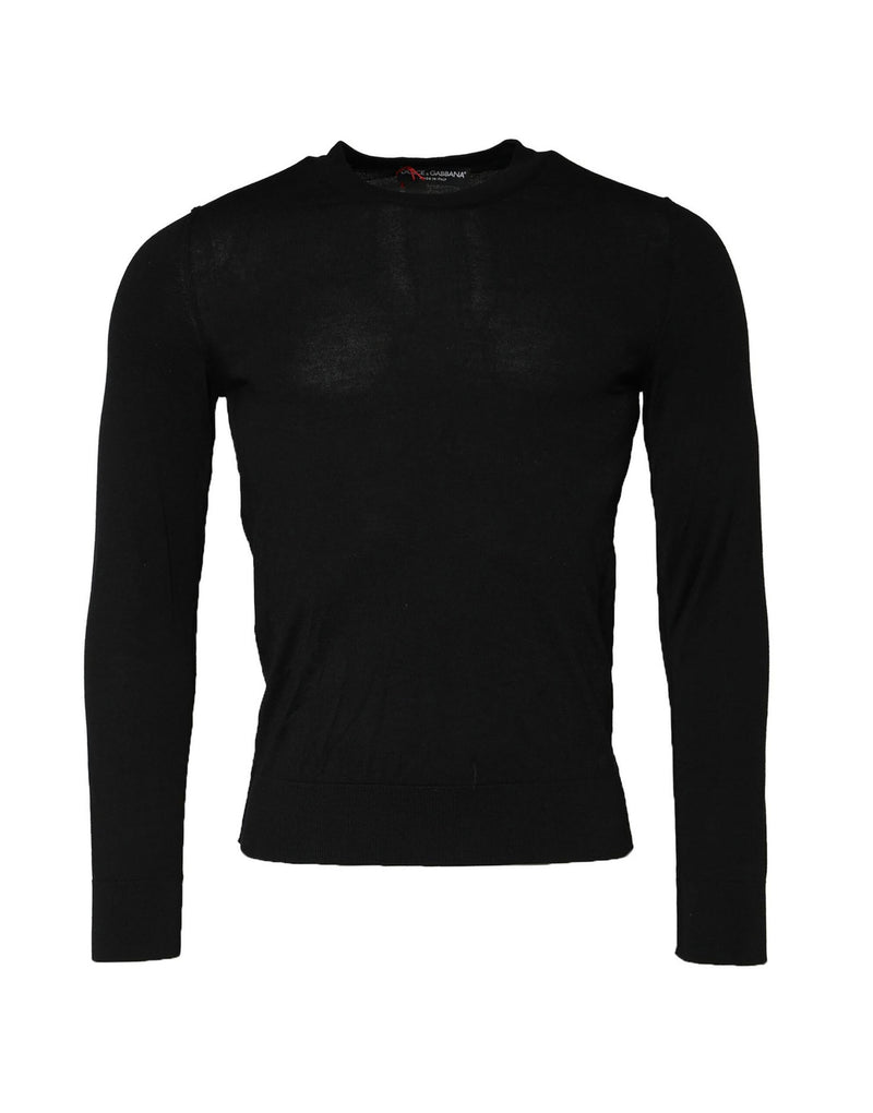 Pull en tricot noir à manches longues et col rond de Dolce &amp; Gabbana