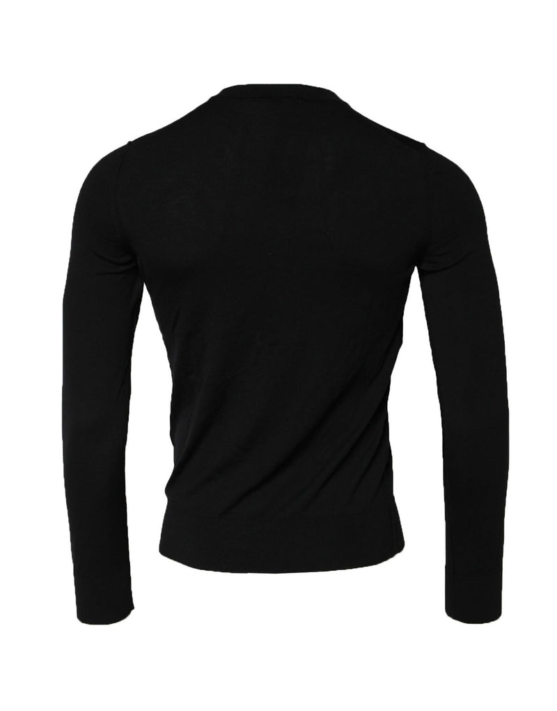 Pull en tricot noir à manches longues et col rond de Dolce &amp; Gabbana