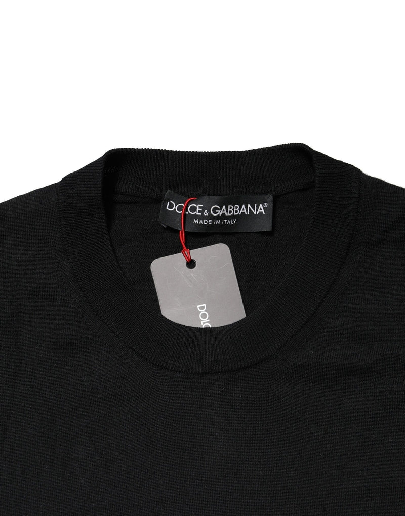 Pull en tricot noir à manches longues et col rond de Dolce &amp; Gabbana