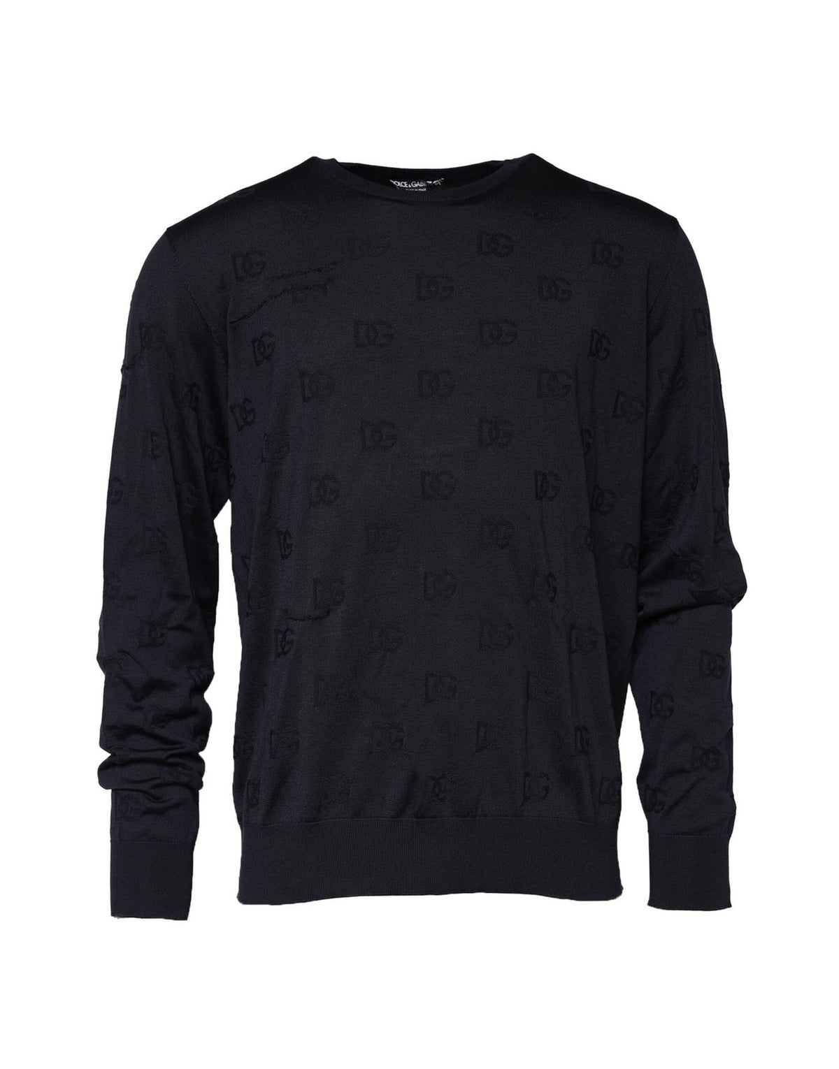 Pull en soie noir à col rond Dolce &amp; Gabbana