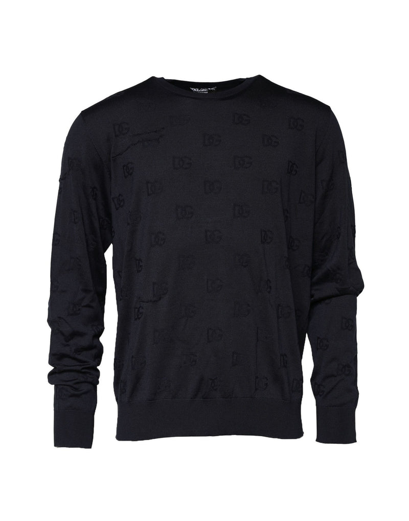 Pull en soie noir à col rond Dolce &amp; Gabbana