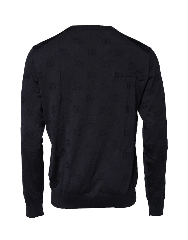 Pull en soie noir à col rond Dolce &amp; Gabbana