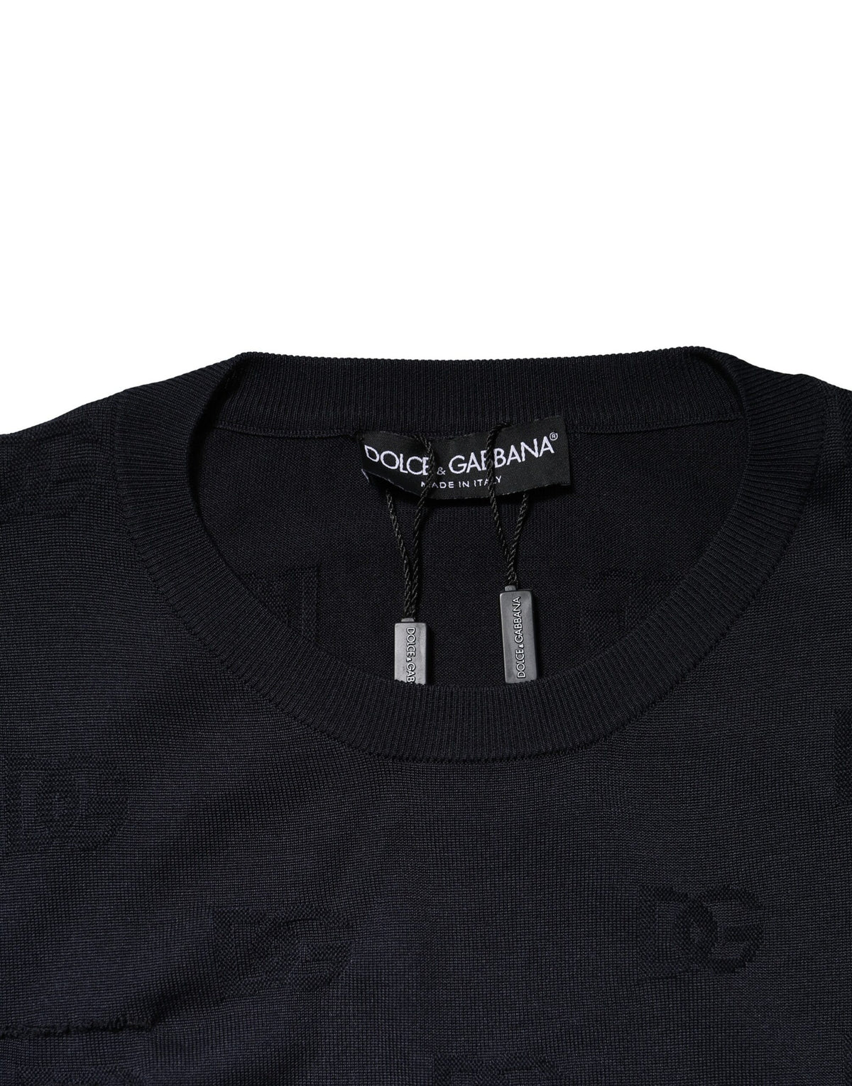 Pull en soie noir à col rond Dolce &amp; Gabbana
