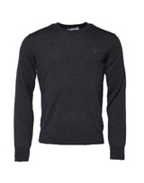 Pull en laine à col rond gris foncé Dolce &amp; Gabbana