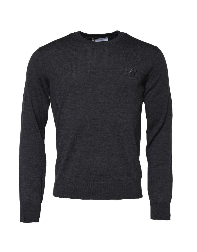Dolce &amp; Gabbana donkergrijze wollen crewneck trui/sweater