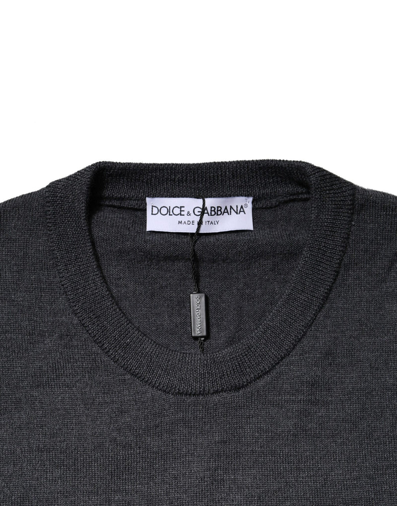 Dolce &amp; Gabbana donkergrijze wollen crewneck trui/sweater