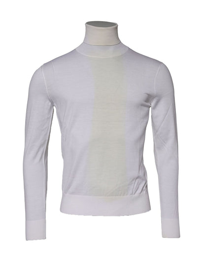 Dolce & Gabbana White Wool Turtleneck Men Sweatshirt Sweater