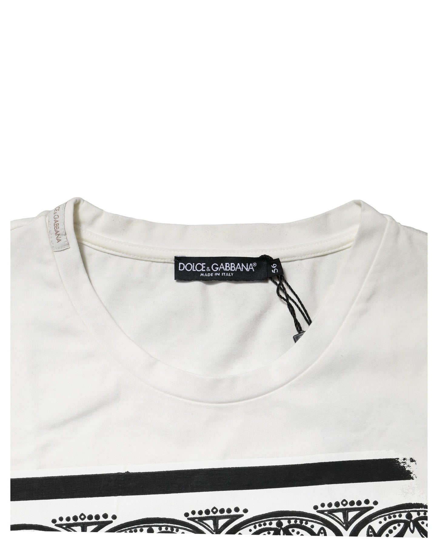 Dolce & Gabbana White Bandana Crew Neck Short Sleeves T-shirt