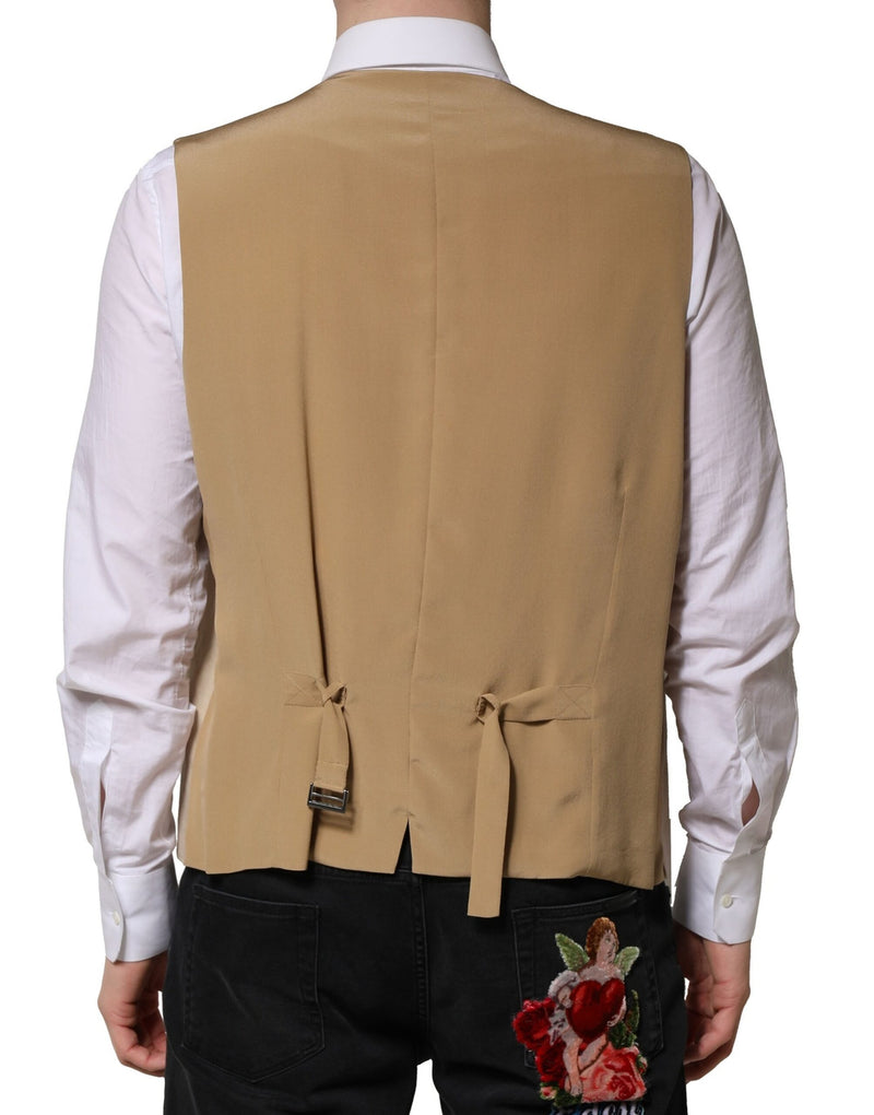 Dolce & Gabbana Beige Linen Formal Waistcoat Vest for Men