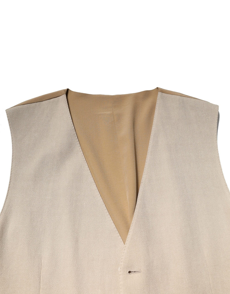 Dolce & Gabbana Beige Linen Formal Waistcoat Vest for Men