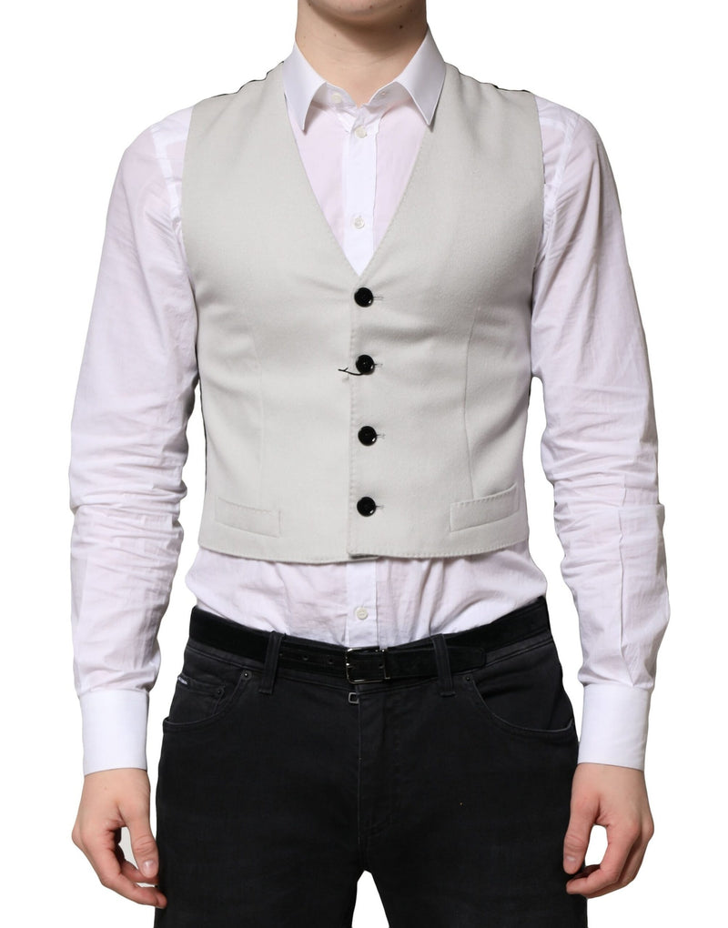 Dolce & Gabbana Gray Wool Dress Formal Waistcoat Vest