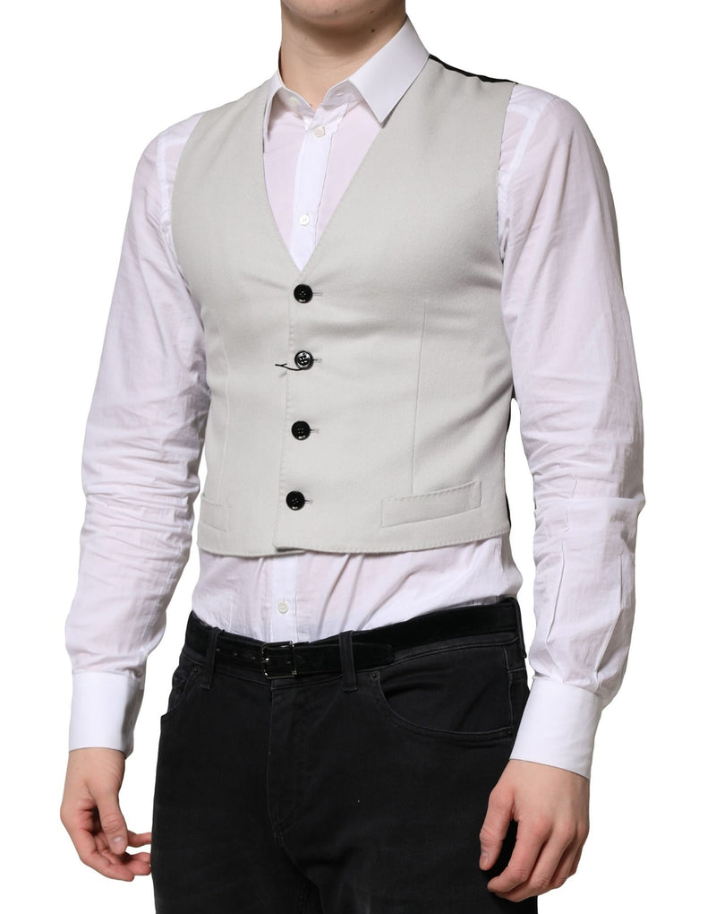 Dolce & Gabbana Gray Wool Dress Formal Waistcoat Vest